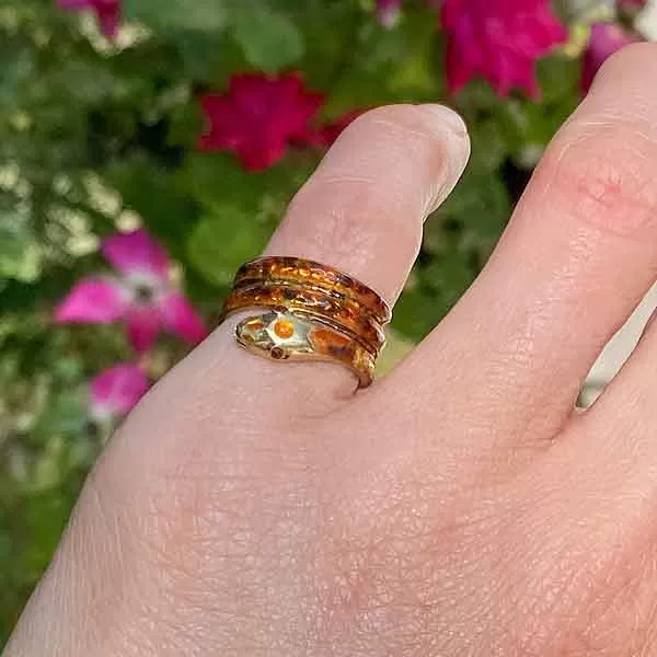 Vintage Enamel Snake Ring