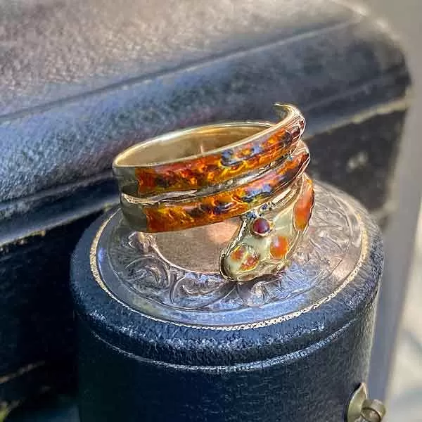 Vintage Enamel Snake Ring