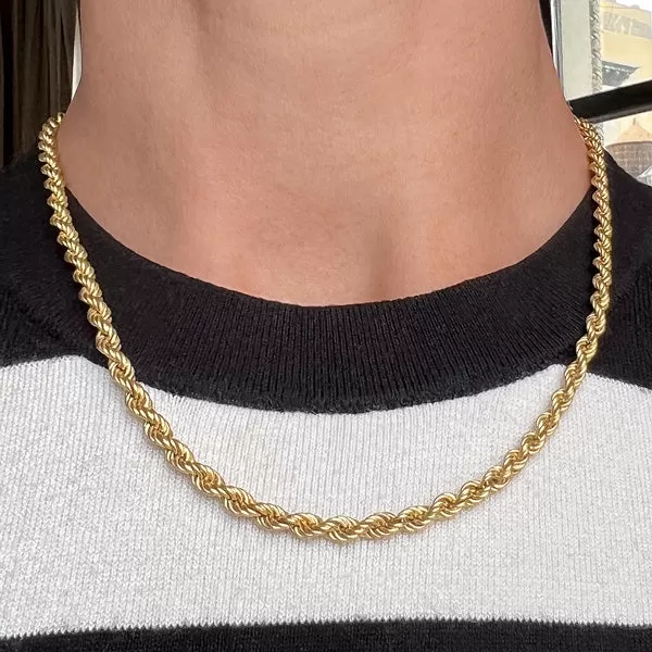 Vintage Gold Rope Chain Necklace