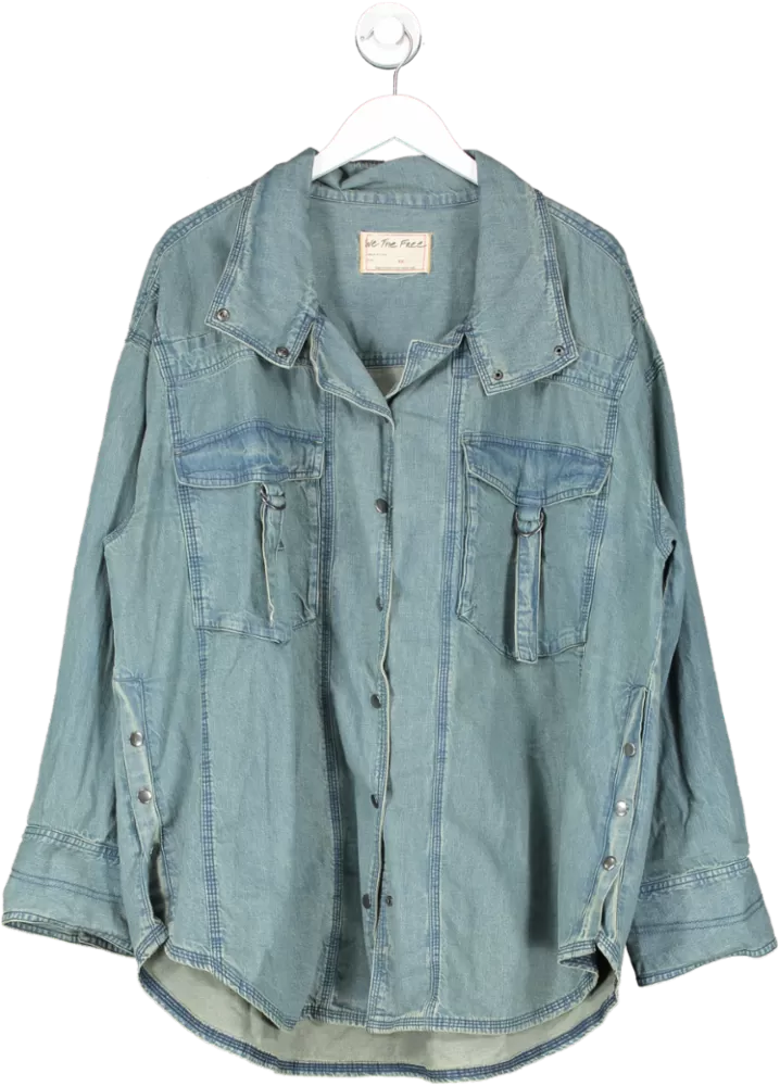 We The Free Blue Overnight Denim Shirt UK XL