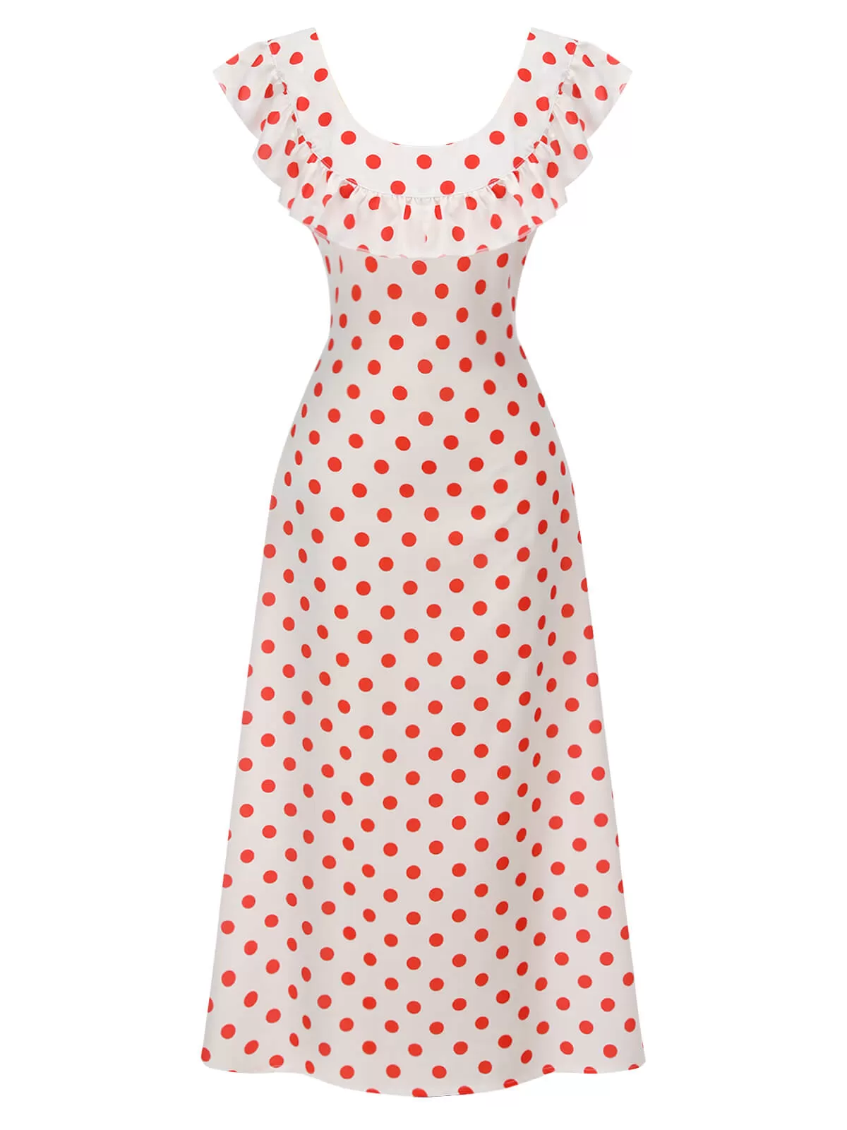 White 1930s Polka Dot Sleeveless Dress