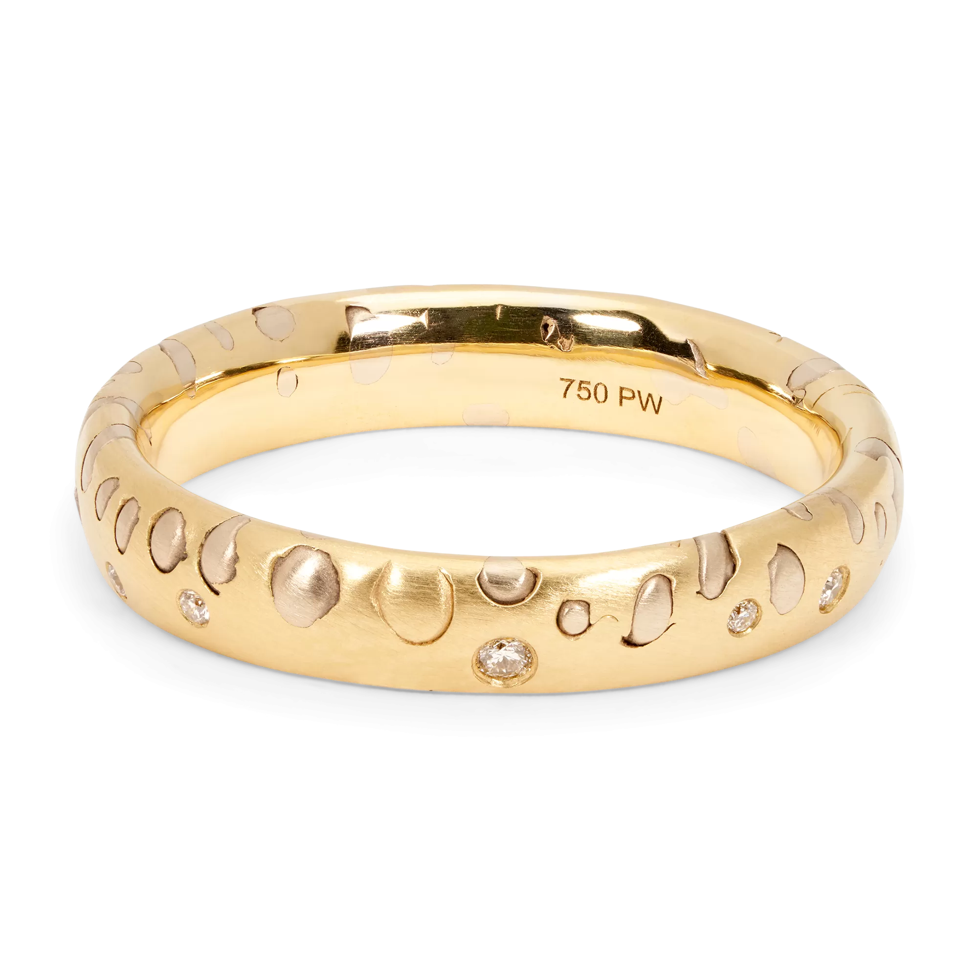 White Grain Ring with Diamonds - Size 7 - 11481