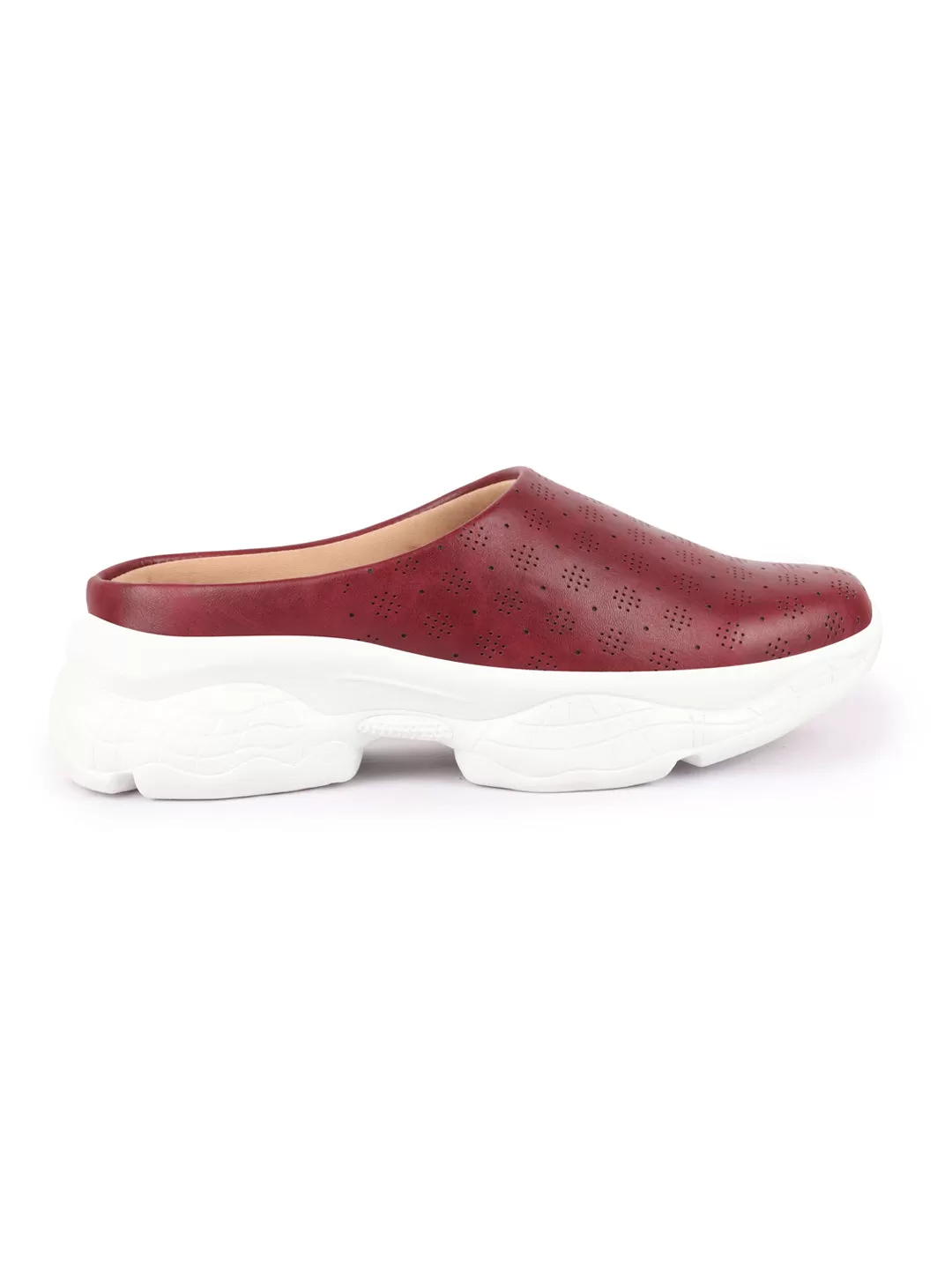 Women Cherry Back Open Classic Design Slip On Mules Shoes