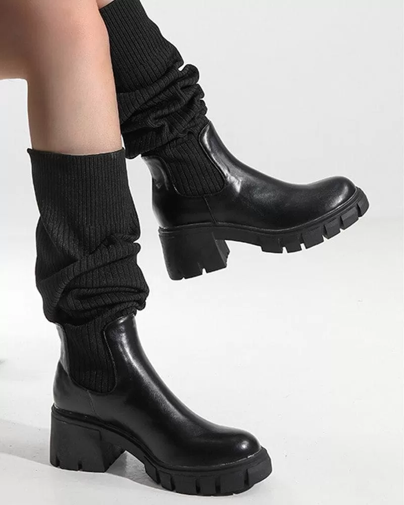 Women's Fashion Chunky Heeled Thick-soled Boots