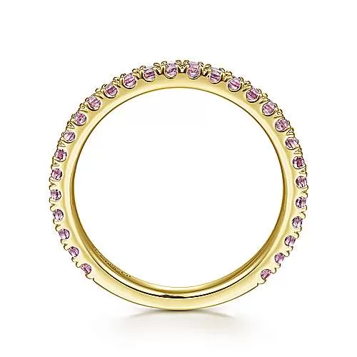 Yellow Gold Pink Sapphire Stackable Ring