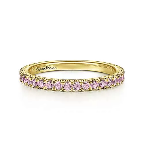 Yellow Gold Pink Sapphire Stackable Ring