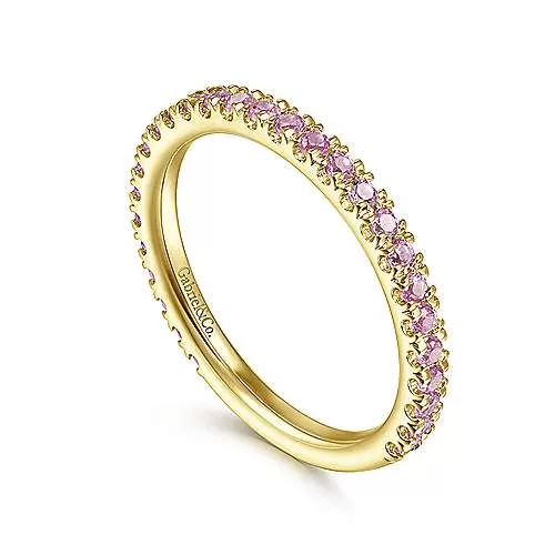 Yellow Gold Pink Sapphire Stackable Ring