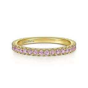 Yellow Gold Pink Sapphire Stackable Ring